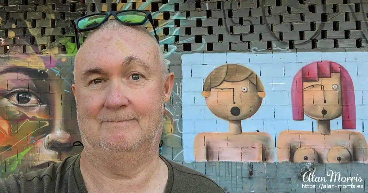 Alan Morris in Los Alcazares stood in front of some local street art.